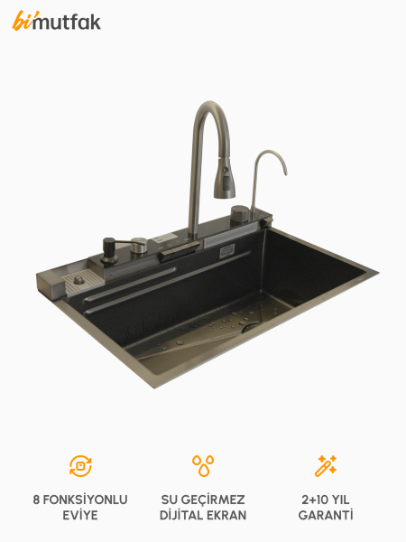 Fonksiyonel Eviye Premium 75cm Gun Metal