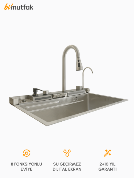 Fonksiyonel Eviye Premium 75cm Silver