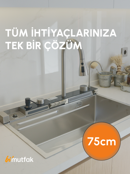 Fonksiyonel Eviye Premium 75cm Silver