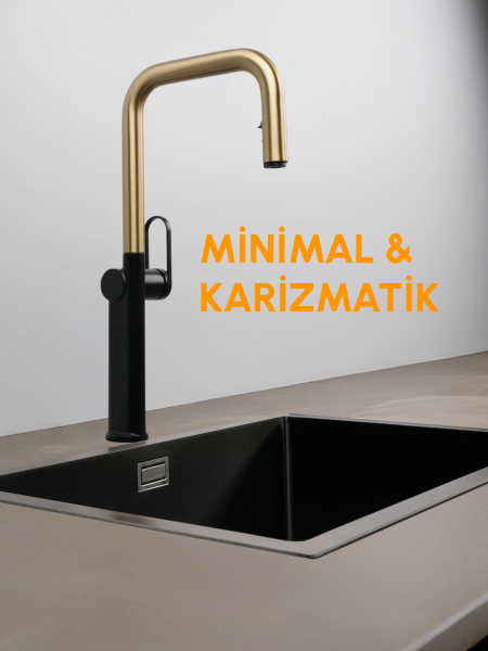 VELTO Çift Akışlı Gizli Spiralli Batarya Altın-Siyah