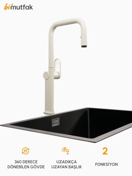 VELTO Çift Akışlı Gizli Spiralli Batarya - Beyaz