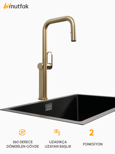 VELTO &Ccedil;ift Akışlı Gizli Spiralli Batarya - Altın