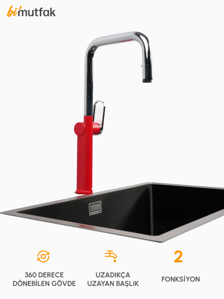 VELTO Çift Akışlı Gizli Spiralli Batarya Gümüş-Kırmızı