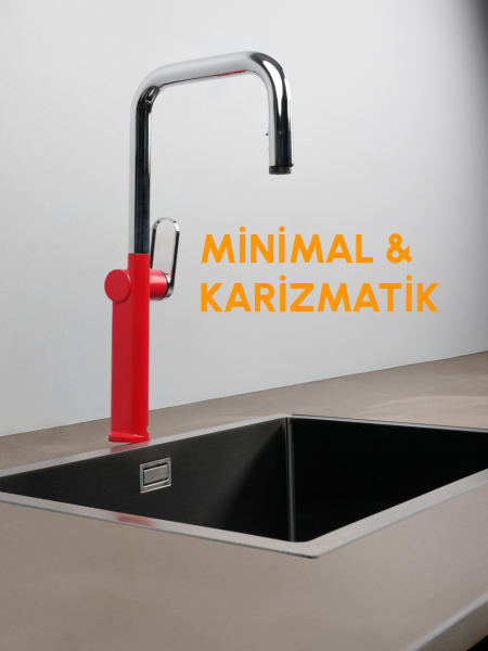 VELTO Çift Akışlı Gizli Spiralli Batarya Gümüş-Kırmızı