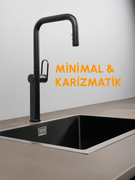 VELTO Çift Akışlı Gizli Spiralli Batarya - Siyah