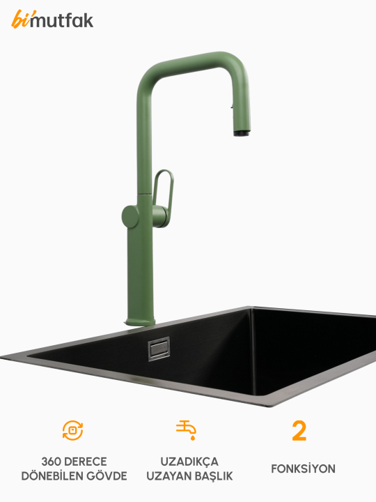 VELTO Çift Akışlı Gizli Spiralli Batarya - Yeşil