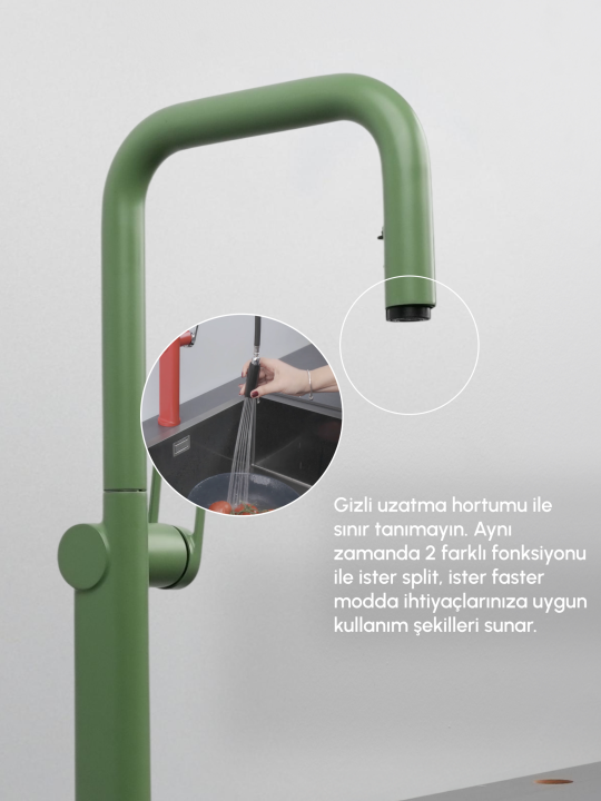 VELTO Çift Akışlı Gizli Spiralli Batarya - Yeşil