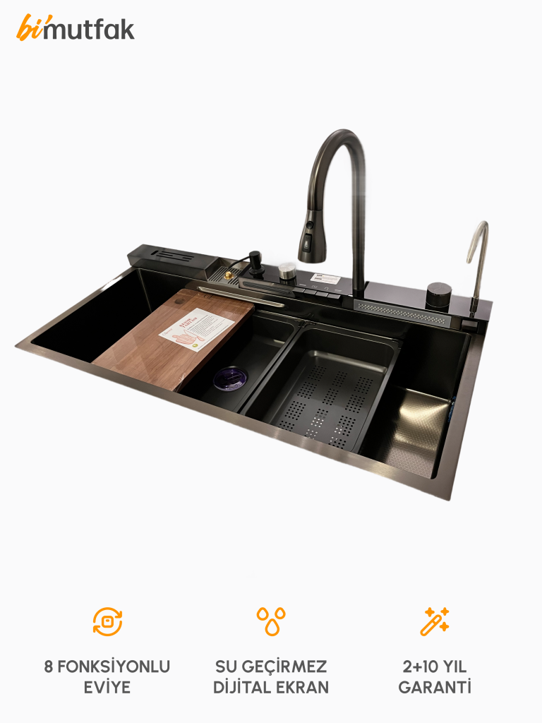 Fonksiyonel Eviye Ultra 100cm - Gun Metal