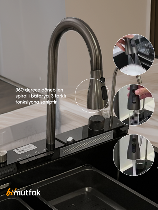 Fonksiyonel Eviye Ultra 100cm - Gun Gray