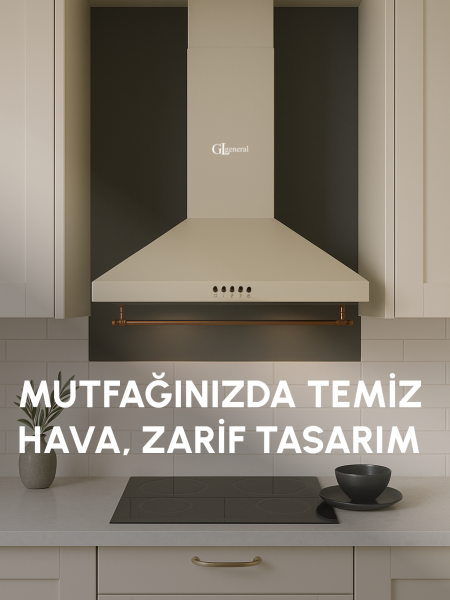 Rustic 650m3 Çekiş Güçlü 60cm Ankastre Davlumbaz - Krem