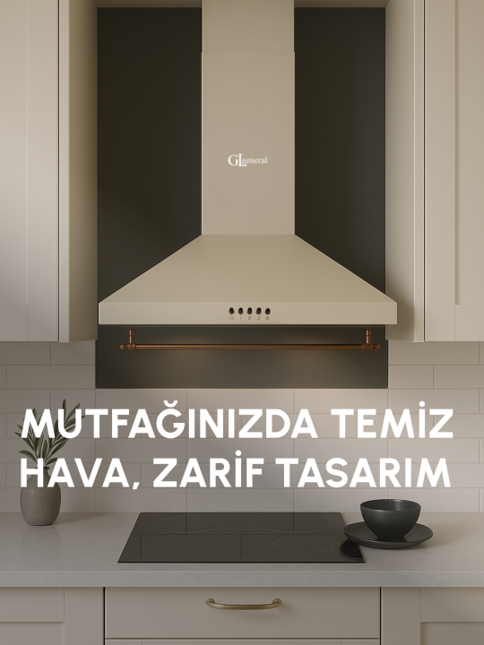 Rustic 650m3 Çekiş Güçlü 60cm Ankastre Davlumbaz - Krem