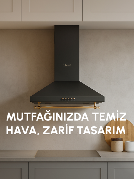 Rustic 650m3 Çekiş Güçlü 60cm Ankastre Davlumbaz - Siyah