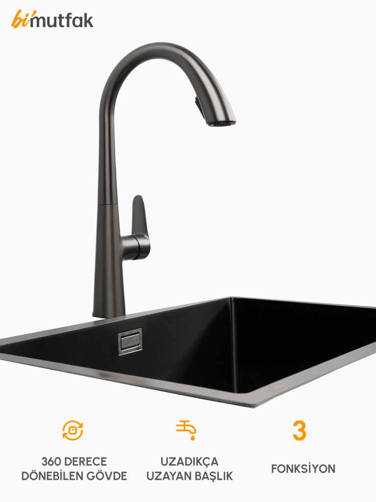 Tuna 3 Fonksiyonlu Esnek Başlıklı Batarya - Gun Gray