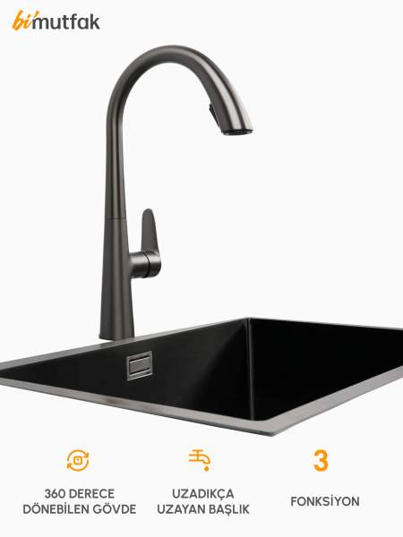 Tuna 3 Fonksiyonlu Esnek Başlıklı Batarya - Gun Gray