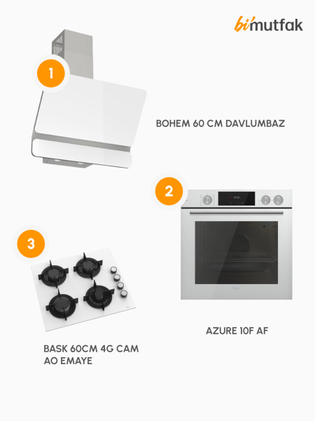 Azure Bohem Bask 60cm Ankastre Mutfak Seti - Beyaz