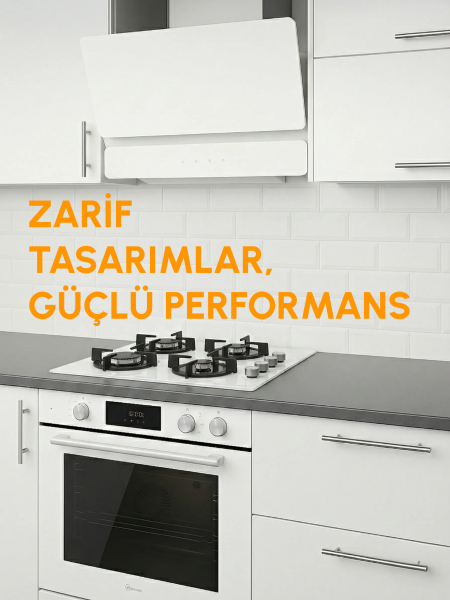 Azure Bohem Bask 60cm Ankastre Mutfak Seti - Beyaz