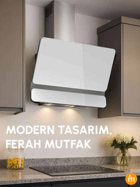 Bohem 650m3 Çekiş Güçlü 60cm Ankastre Davlumbaz - Beyaz