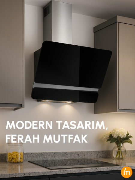 Bohem 650m3 Çekiş Güçlü 60cm Ankastre Davlumbaz - Siyah