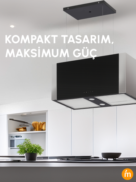 Elegance 800m3 Çekiş Güçlü 70cm Ada Davlumbaz - Inox