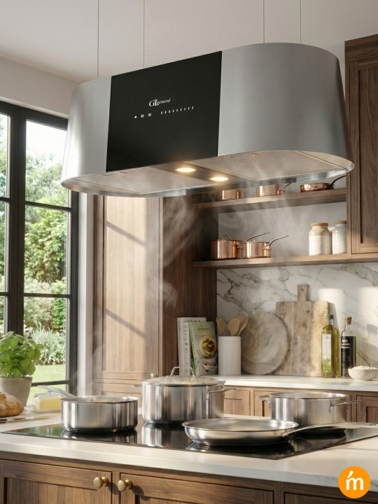 Rituel 850m3 Çekiş Güçlü 90cm Ada Davlumbaz - Siyah