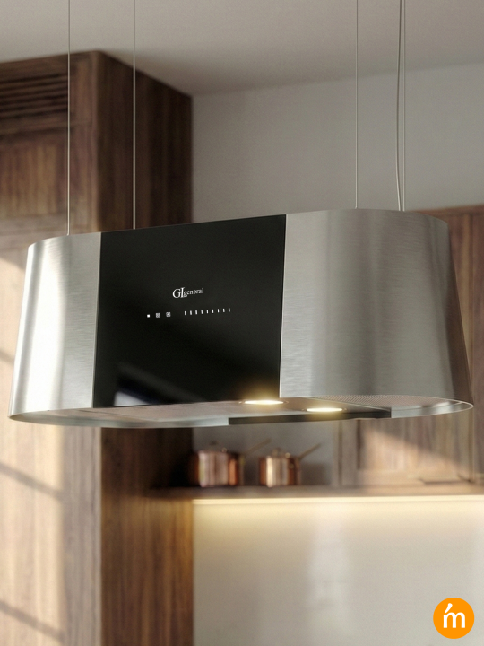 Rituel 850m3 Çekiş Güçlü 90cm Ada Davlumbaz - Siyah