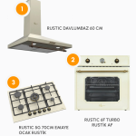 Rustic 60cm Ankastre Mutfak Seti - Krem