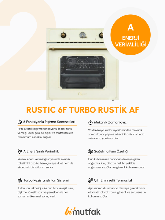 Rustic 60cm Ankastre Mutfak Seti - Krem