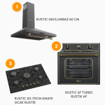 Rustic 60cm Ankastre Mutfak Seti - Siyah