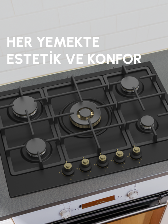 Rustic 60cm Ankastre Mutfak Seti - Siyah